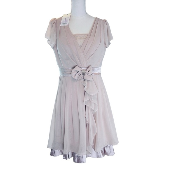 NWT Alisa Pan  Women’s Size 10 Cap Sleeves Short Coctail Dress Chiffon Side Zip - Picture 2 of 14